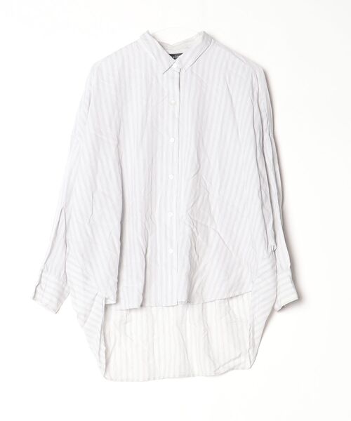 mizuiroind（ミズイロインド） ストライプ柄長袖ブラウス - グレー