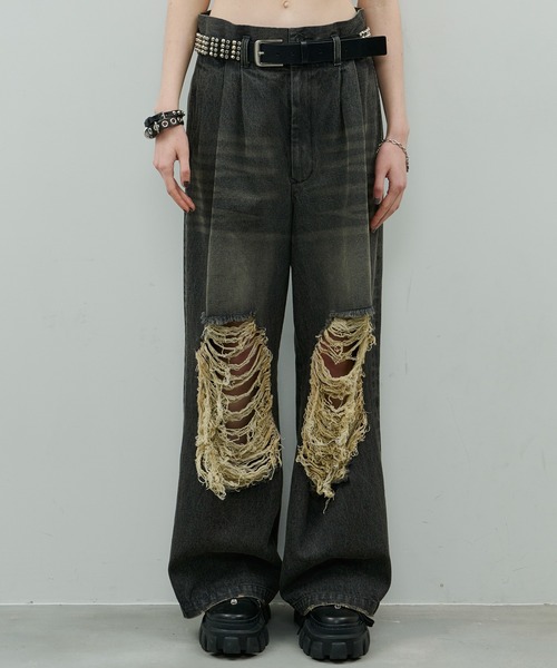 「AIVER」 デニムパンツ LARGE インディゴブルー メンズ_画像4