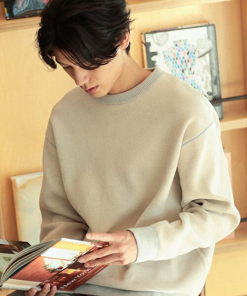 「THE SHOP TK 」 長袖ニット 03 ボルドー メンズ_画像3