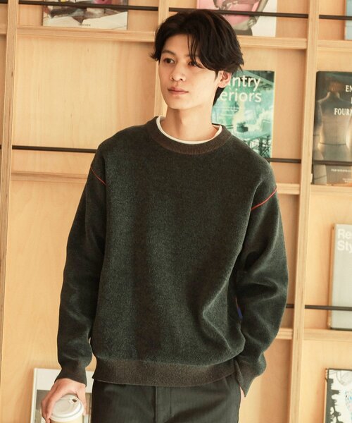 「THE SHOP TK 」 長袖ニット 03 ボルドー メンズ_画像8