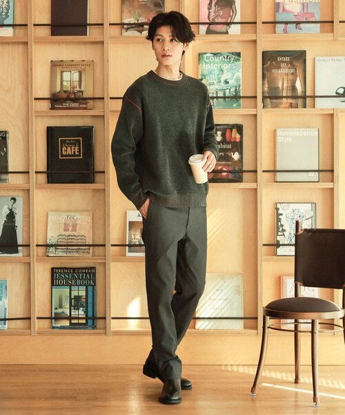 「THE SHOP TK 」 長袖ニット 03 ボルドー メンズ_画像9