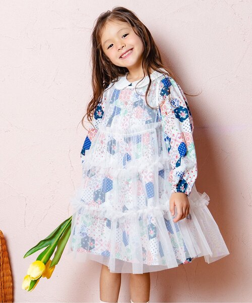 Boribon ワンピース ティアードチュールミミドレス キッズ 子供服