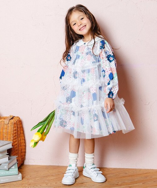 Boribon ワンピース ティアードチュールミミドレス キッズ 子供服