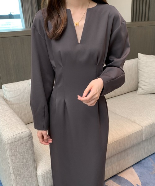 「ECLIN」 長袖ワンピース S ブラック レディース_画像2