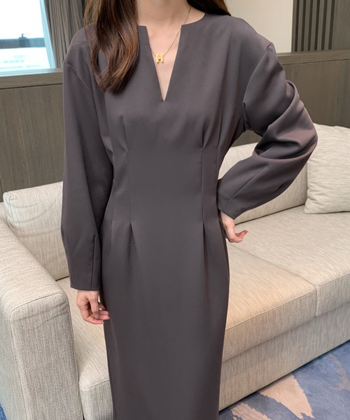 「ECLIN」 長袖ワンピース S ブラック レディース_画像3