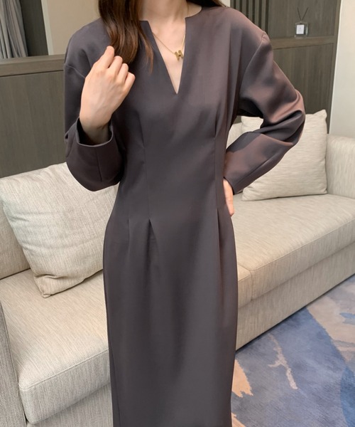 「ECLIN」 長袖ワンピース S ブラック レディース_画像4