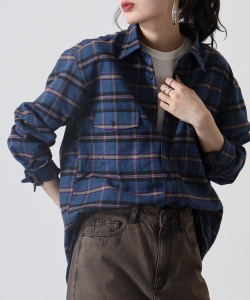 「GERRY」 長袖ネルシャツ LL ブルー メンズ_画像5