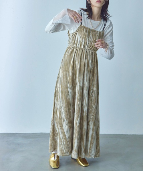 「Fashion Letter」 キャミソールワンピース M グレイッシュベージュ レディース_画像4