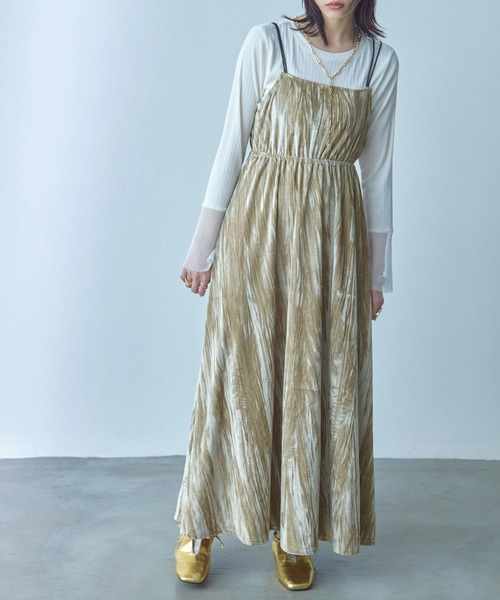 「Fashion Letter」 キャミソールワンピース M グレイッシュベージュ レディース_画像5