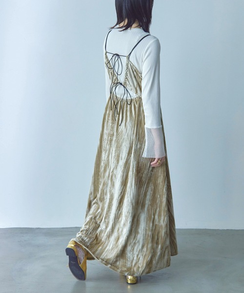 「Fashion Letter」 キャミソールワンピース M グレイッシュベージュ レディース_画像6