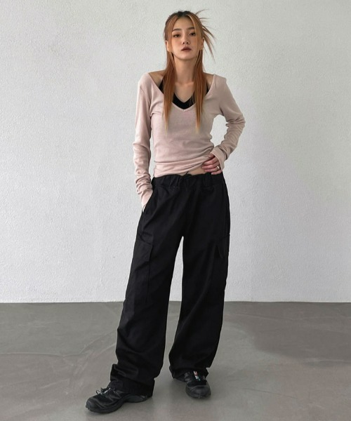 「BLACKUP」 長袖カットソー FREE ブラック レディース_画像7