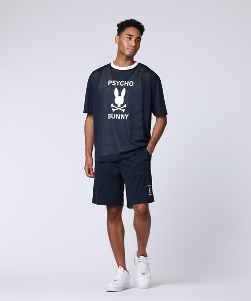 ボーラホリック カレッジ ロゴ メッシュ ショーツ XL ハーフ パンツ 黒 Psycho Bunny（サイコバニー） パンツ カレッジカラーメッシュ