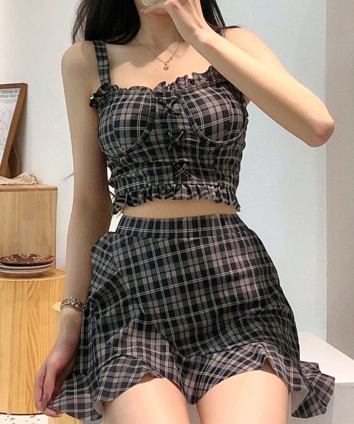 Lace Ladies（レースレディース） 水着 「2点セット」チェック柄