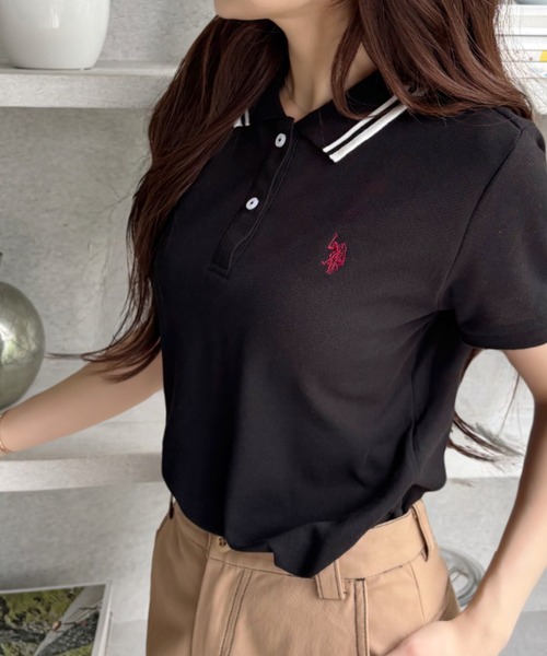 「U.S. POLO ASSN.」 半袖ポロシャツ L ブルー系その他 レディース_画像2