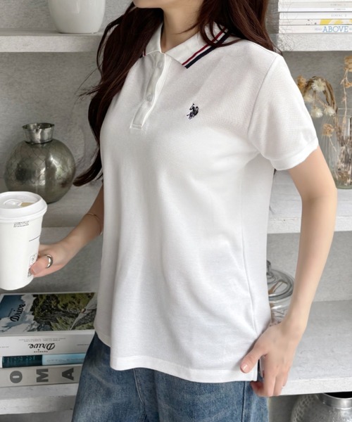 「U.S. POLO ASSN.」 半袖ポロシャツ L ブルー系その他 レディース_画像8