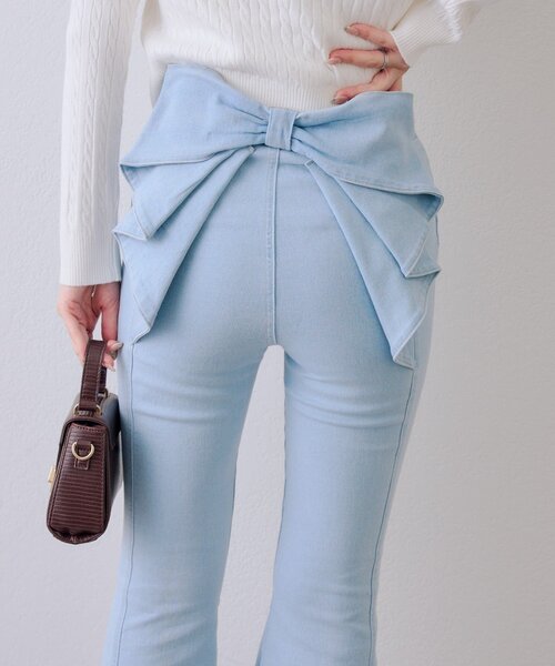 「continuer de NICE CLAUP」 ブーツカットデニムパンツ MEDIUM ブルー レディース_画像5