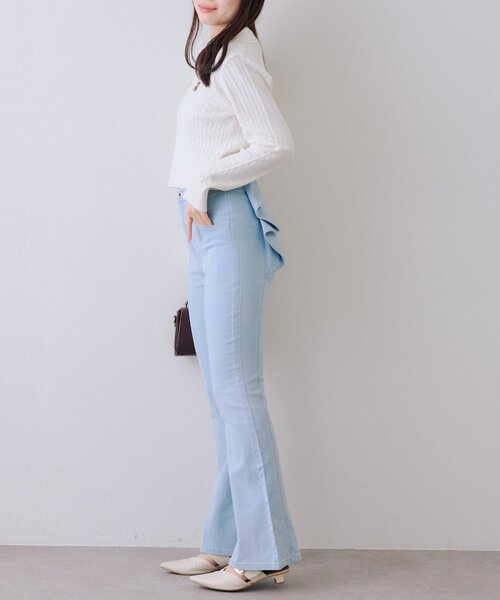 「continuer de NICE CLAUP」 ブーツカットデニムパンツ MEDIUM ブルー レディース_画像7