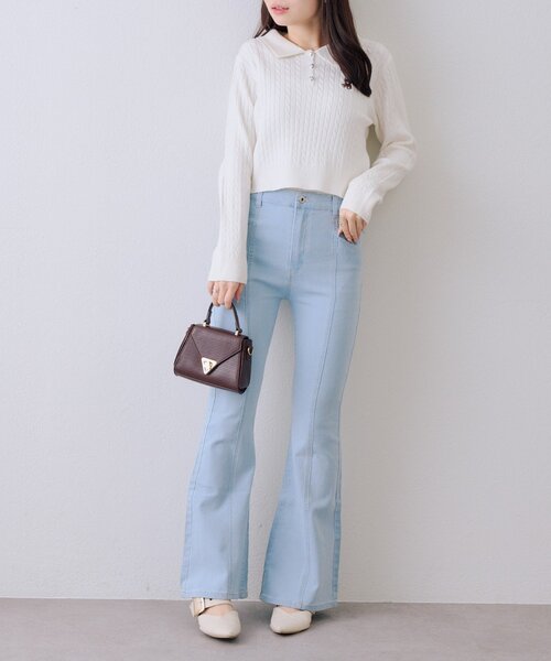 「continuer de NICE CLAUP」 ブーツカットデニムパンツ MEDIUM ブルー レディース_画像8
