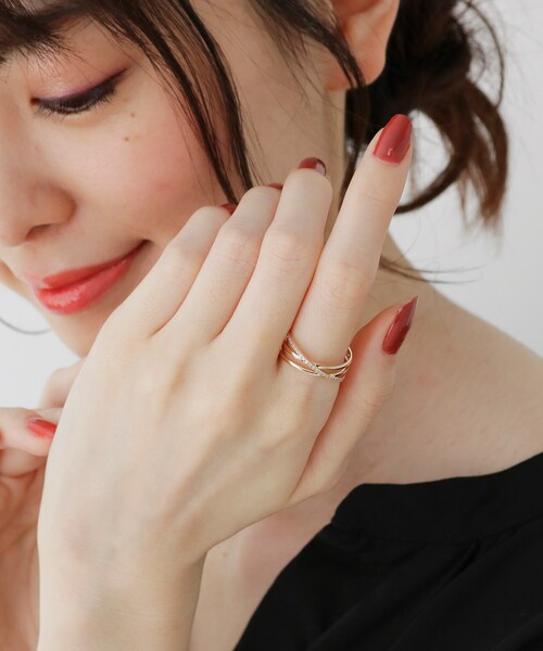 COCOSHNIK（ココシュニック） 指輪 リング K10ダイヤモンド Xリング