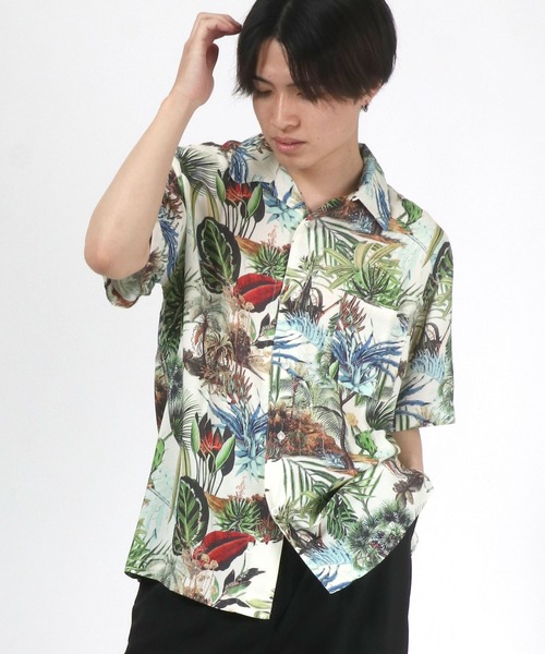 【X-LARGE】アロハシャツ/半袖/総柄/プリント/レーヨン/ロゴ/新品 X-LARGE】アロハシャツ/半袖/総柄/プリント/レーヨン/ロゴ/新品