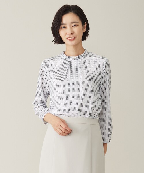 tシャツ 幾何プリント ボウタイ カットソー レディース