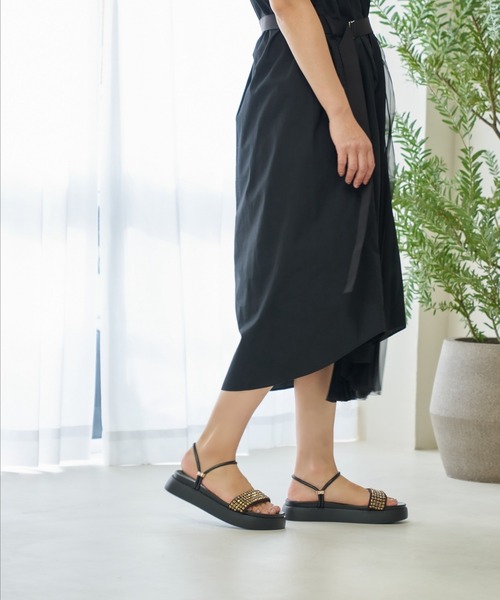 s954 carinoカリーノ/クリアビジューストラップサンダル carino サンダル 2WAYビジューサンダル レディース : ZOZOTOWN