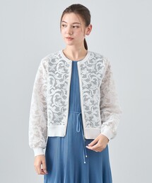 美品✨アナイ 24SS ブルゾン レース エンブロイダリー ノーカラー 白 M ANAYI ブルゾン アウター レースブルゾン レディース : ZOZOTOWN