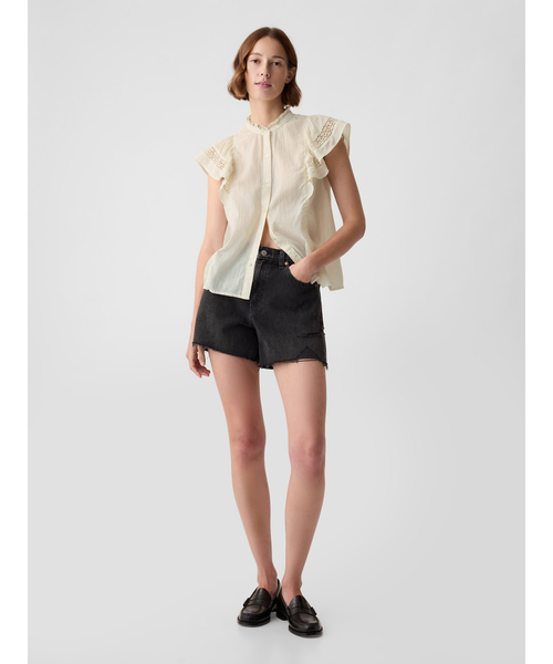 [GAP] короткий рукав блуза X-SMALL бежевый женский 