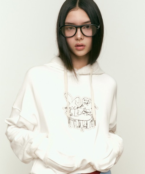 パーカー KIRSH WITTY BUNNY GRAPHIC FUR HOODIE キルシー ウィティーバニー グラフィック ファー フーディー レデ