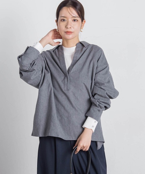 ビッキー VICKY スキッパーシャツ≪手洗い可能≫ （ホワイト） ビッキー VICKY スキッパーシャツ≪手洗い可能≫ （ホワイト