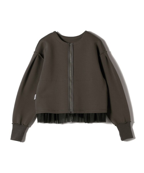 コート アウター 「WEB限定」 「手洗い可能」ダンボール × チュール ジップ 羽織 レディース