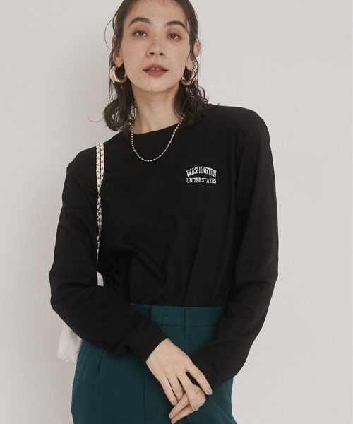 ANGIE tシャツ ワンポイント 刺繍 ロゴ ロンT レディース : ZOZOTOWN