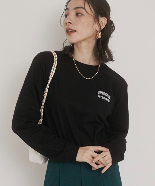 ANGIE tシャツ ワンポイント 刺繍 ロゴ ロンT レディース : ZOZOTOWN