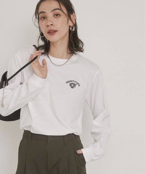 ANGIE tシャツ ワンポイント 刺繍 ロゴ ロンT レディース : ZOZOTOWN