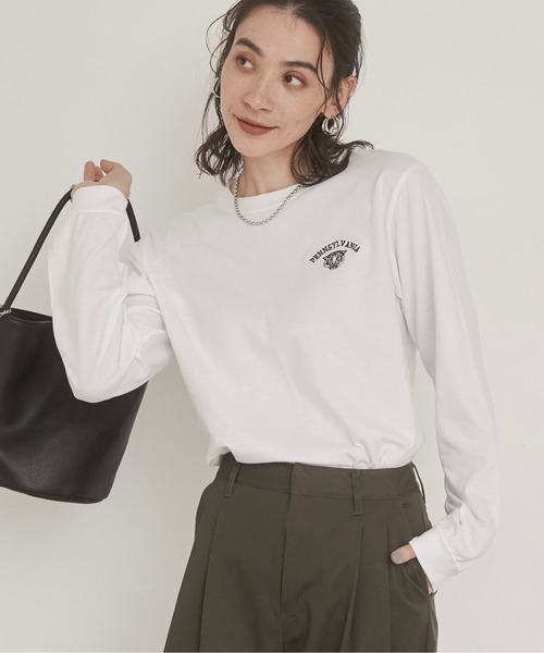ANGIE tシャツ ワンポイント 刺繍 ロゴ ロンT レディース : ZOZOTOWN