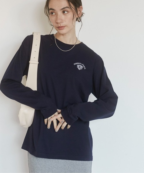 ANGIE tシャツ ワンポイント 刺繍 ロゴ ロンT レディース : ZOZOTOWN