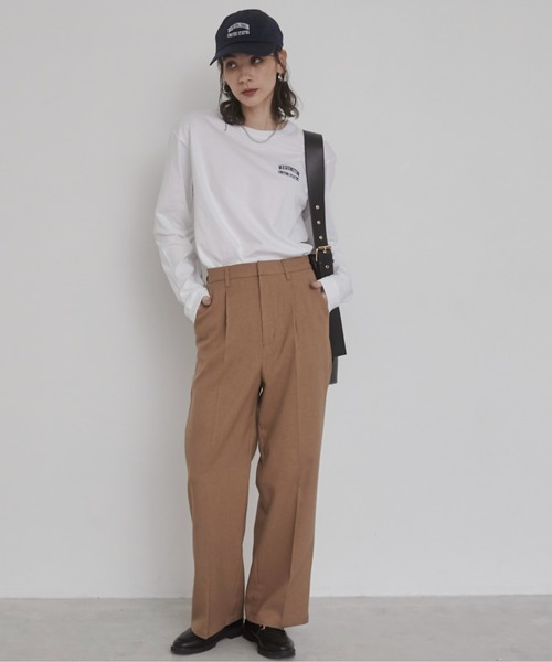ANGIE tシャツ ワンポイント 刺繍 ロゴ ロンT レディース