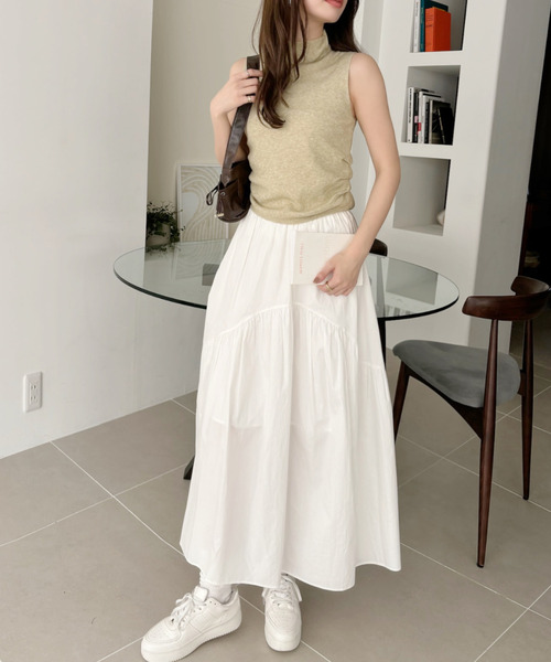 Ada. ニット セーター サイドギャザー ハイネック ノースリーブ ニット