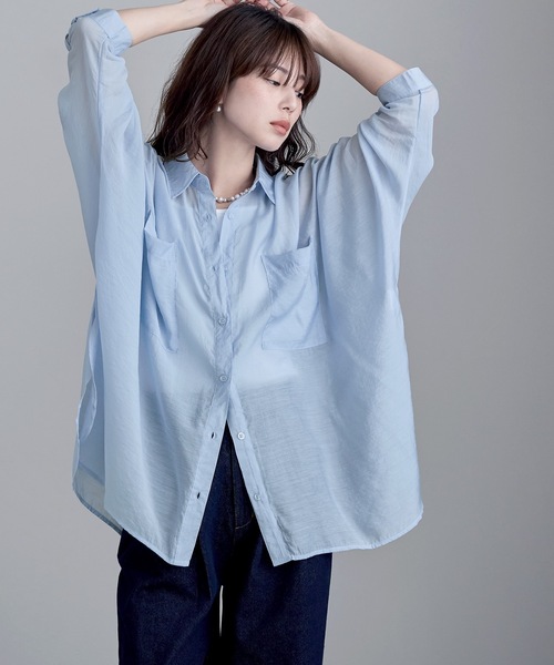 etoll.（エトル） ブラウス シャツ ドルマンスリーブオーバーシアー