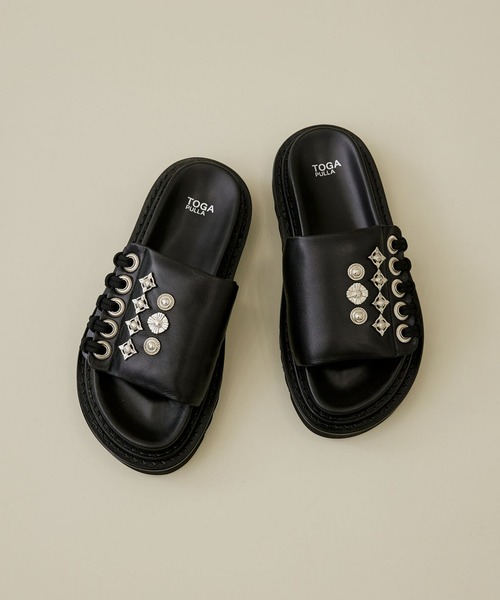 TOGA PULLA ブラックフラットサンダル TOGA PULLA 「TOGA PULLA」 フラットサンダル 38 ブラック