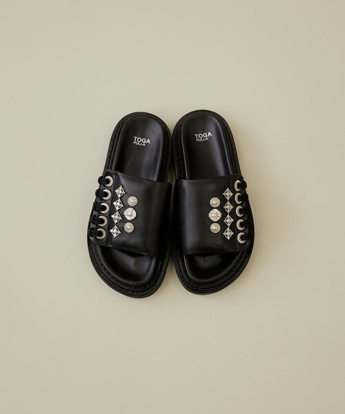 TOGA PULLA サンダル 黒 TOGA PULLA 「TOGA PULLA」 フラットサンダル 38 ブラック