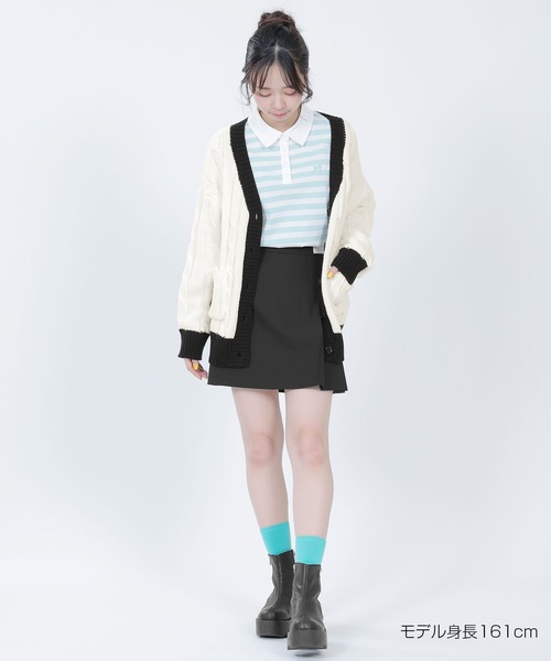 マリークワント MARY QUANT MQロゴデイジーワッペン カーディガン （グリーン） MARY QUANT カーディガン マリークワント mary quant MQロゴ