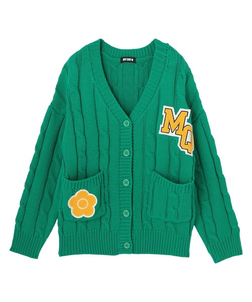 マリークワント MARY QUANT MQロゴデイジーワッペン カーディガン （グリーン） マリークワント MARY QUANT MQロゴデイジーワッペン