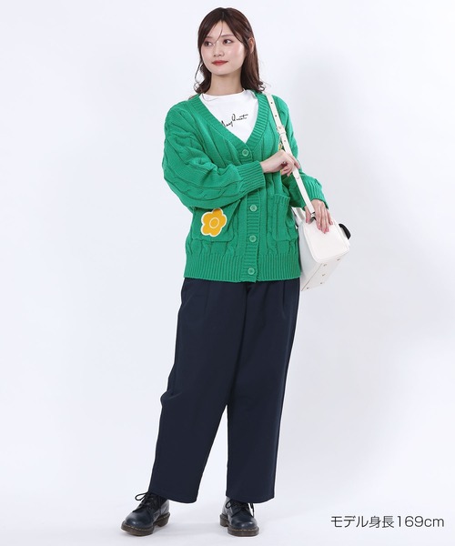 マリークワント MARY QUANT MQロゴデイジーワッペン カーディガン （グリーン） MARY QUANT カーディガン マリークワント mary quant MQロゴ