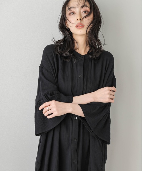 La-gemme ワンピース ダブルガーゼ ラッフルスリーブワンピース