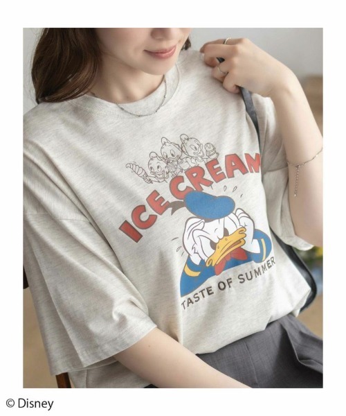 tシャツ 「Disney」Hello/プリントTシャツ レディース Disney tシャツ キャラクタープリント刺繍Tシャツ レディース