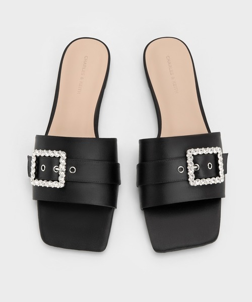 CHARLES ＆ KEITH サンダル ジェムバックル スクエアトゥ