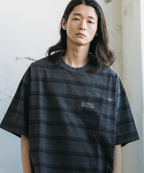 NAUTICA ブラック ロンT NAUTICA メンズ半袖Tシャツ、カットソー|トップス