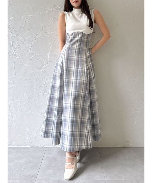 品質のいい dazzlin チェックノースリーブコルセットワンピース ワンピース ワンピース