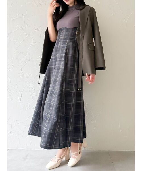 dazzlin ワンピース チェックノースリーブコルセットワンピース